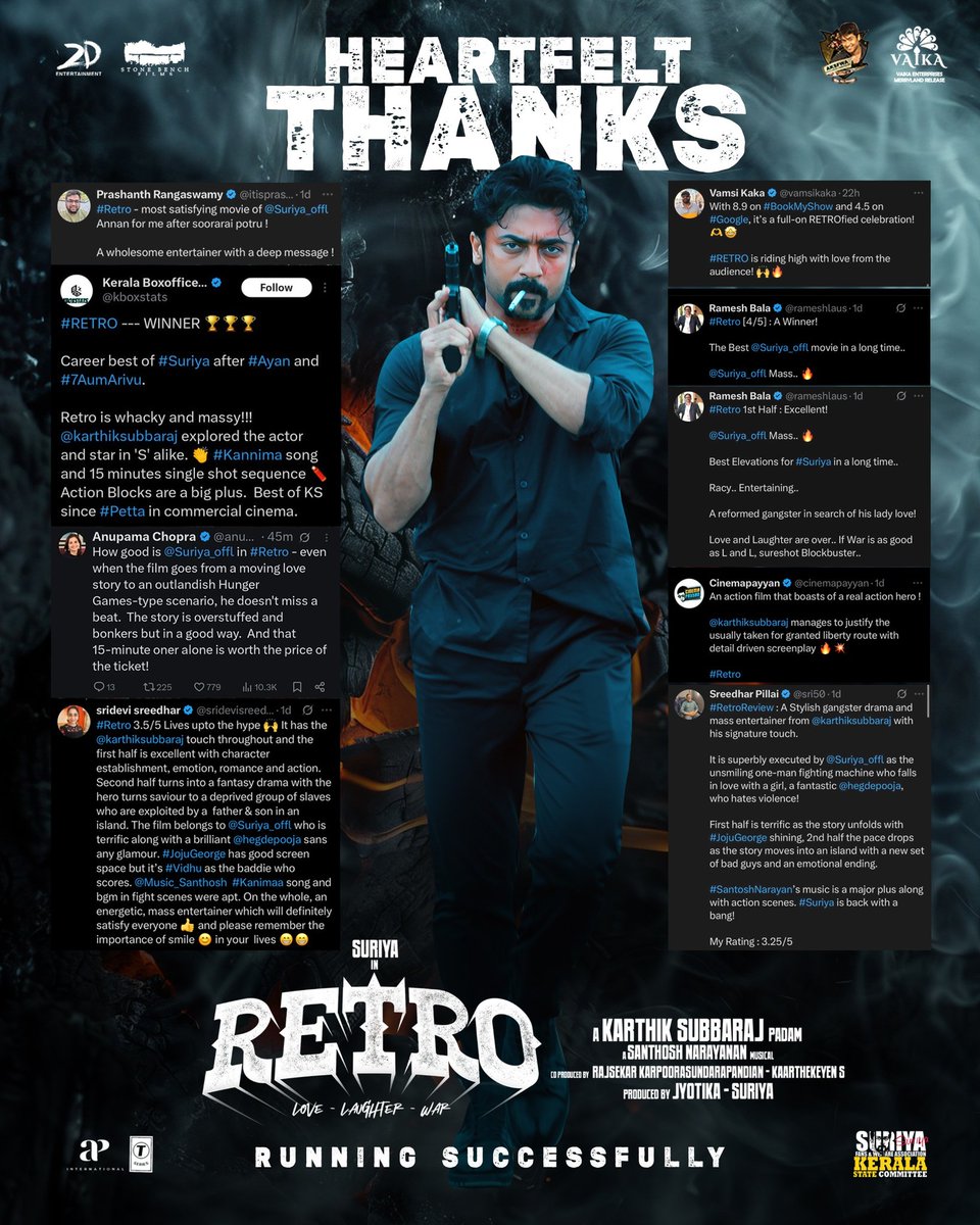 Kerala Suriya Fans Club™ (@aksfwa1) on Twitter photo Never forget that in the end, pure heart’s always win..Thank you everyone for the love ❤️
"The One" <a href="/Suriya_offl/">Suriya Sivakumar</a> era begins🤩
<a href="/Suriya_offl/">Suriya Sivakumar</a> <a href="/VaikaMerryland/">vaikaenterprises merryland</a>
<a href="/venkatvnt/">venkat vicky</a> <a href="/sarathlal428/">Sarath lal Surya karthi 💞</a> Never forget that in the end, pure heart’s always win..Thank you everyone for the love ❤️
"The One" <a href="/Suriya_offl/">Suriya Sivakumar</a> era begins🤩
<a href="/Suriya_offl/">Suriya Sivakumar</a> <a href="/VaikaMerryland/">vaikaenterprises merryland</a>
<a href="/venkatvnt/">venkat vicky</a> <a href="/sarathlal428/">Sarath lal Surya karthi 💞</a>