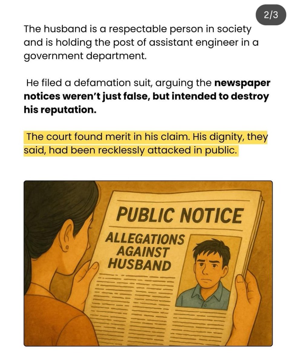 SahodarIndia's tweet image. Publishing #false allegation against husband on local newspaper is wild.

She is fined with ₹1 lakh.
Will the ₹1 lakh cover the damages the husband faced in society?

Punish along with heavy fines would do the job.