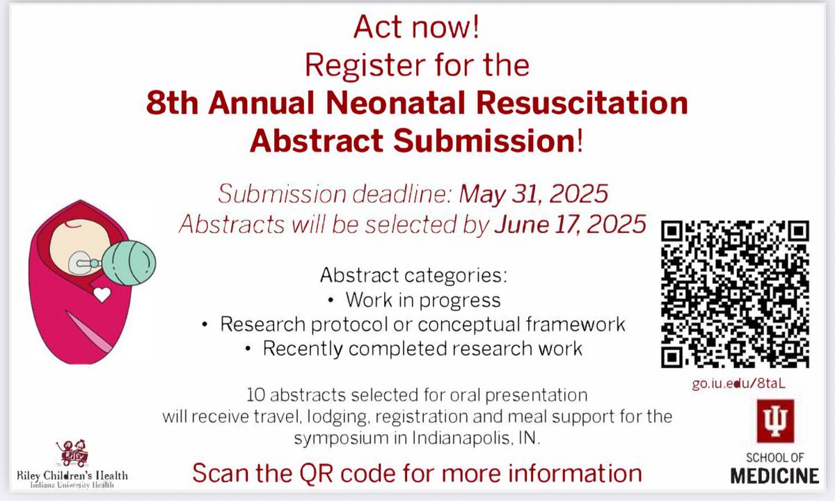 Accepted abstracts will be invited to #NeoResus2025 Research Colloquium with travel support!
Mingle with international #NeoResus experts &amp; hear what they have to say about your Work In Progress or Conceptual Framework 🤩
Open until May 31, 2025.