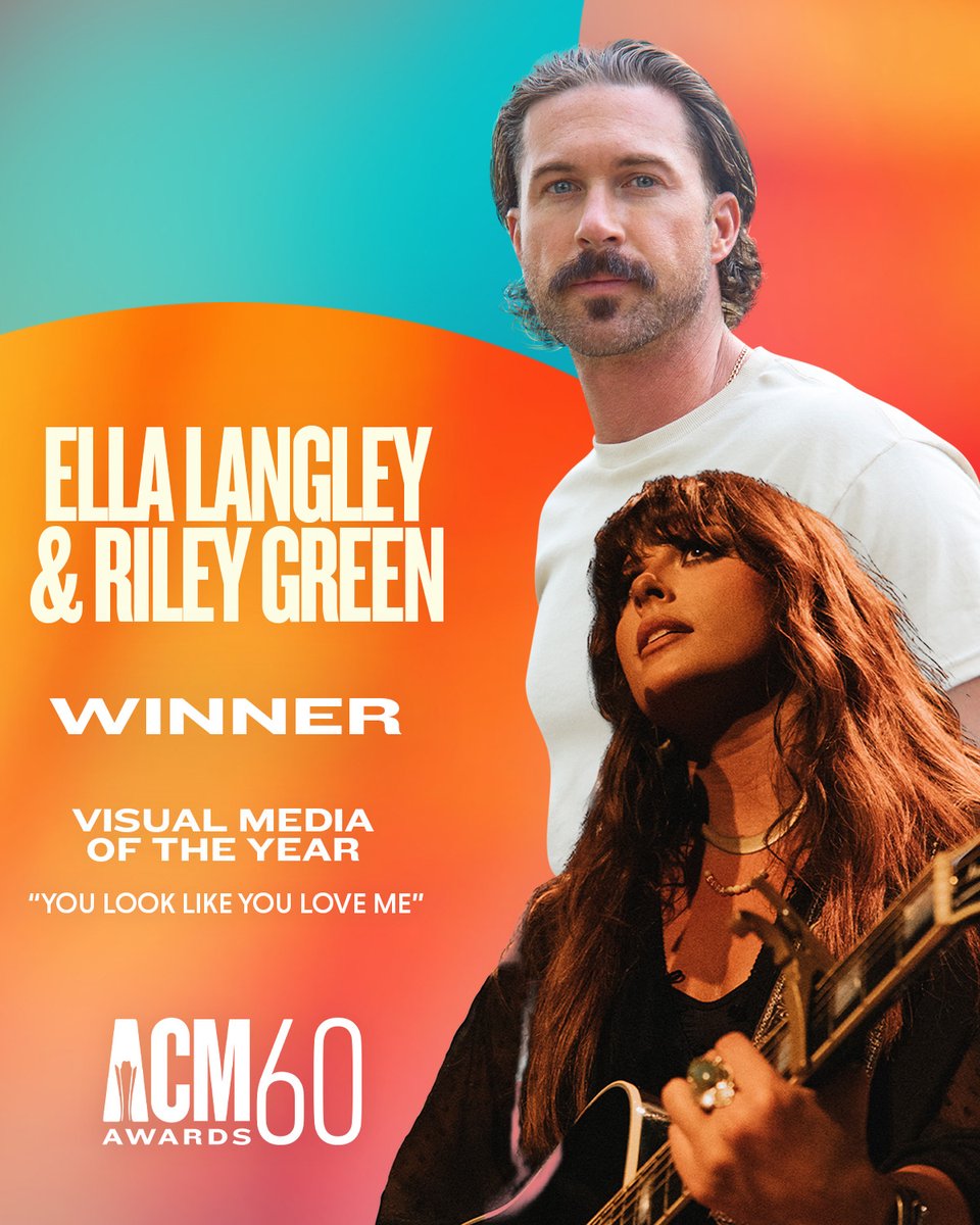 ACM Awards (@acmawards) on Twitter photo BREAKING ‼️ <a href="/ellalangleymsic/">Ella Langley</a> and <a href="/RileyGreenMusic/">Riley Green</a> are taking home ACM Visual Media of the Year for "you look like you love me." 🎥
Plus, the song is up for 3 MORE #ACMawards. Tune-in to #ACM60 LIVE Thursday, May 8 at 8e|5p on <a href="/PrimeVideo/">Prime Video</a> to find out all the winners. BREAKING ‼️ <a href="/ellalangleymsic/">Ella Langley</a> and <a href="/RileyGreenMusic/">Riley Green</a> are taking home ACM Visual Media of the Year for "you look like you love me." 🎥
Plus, the song is up for 3 MORE #ACMawards. Tune-in to #ACM60 LIVE Thursday, May 8 at 8e|5p on <a href="/PrimeVideo/">Prime Video</a> to find out all the winners.