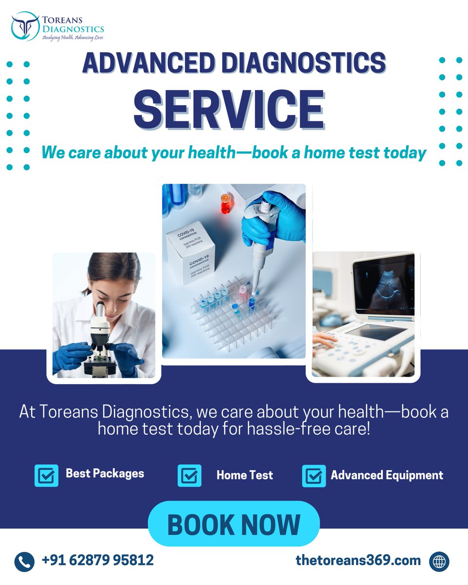ToreansD's tweet image. At Toreans Diagnostics, we offer a comprehensive range of diagnostic services using the latest medical technology. 

📞 +91 62879 95812
📧 info@thetoreans369.com
🌐 thetoreans369.com

#PatnaHealthcare #ToreansDiagnostics #PathologyLabPatna #HealthCheckup #MedicalTesting