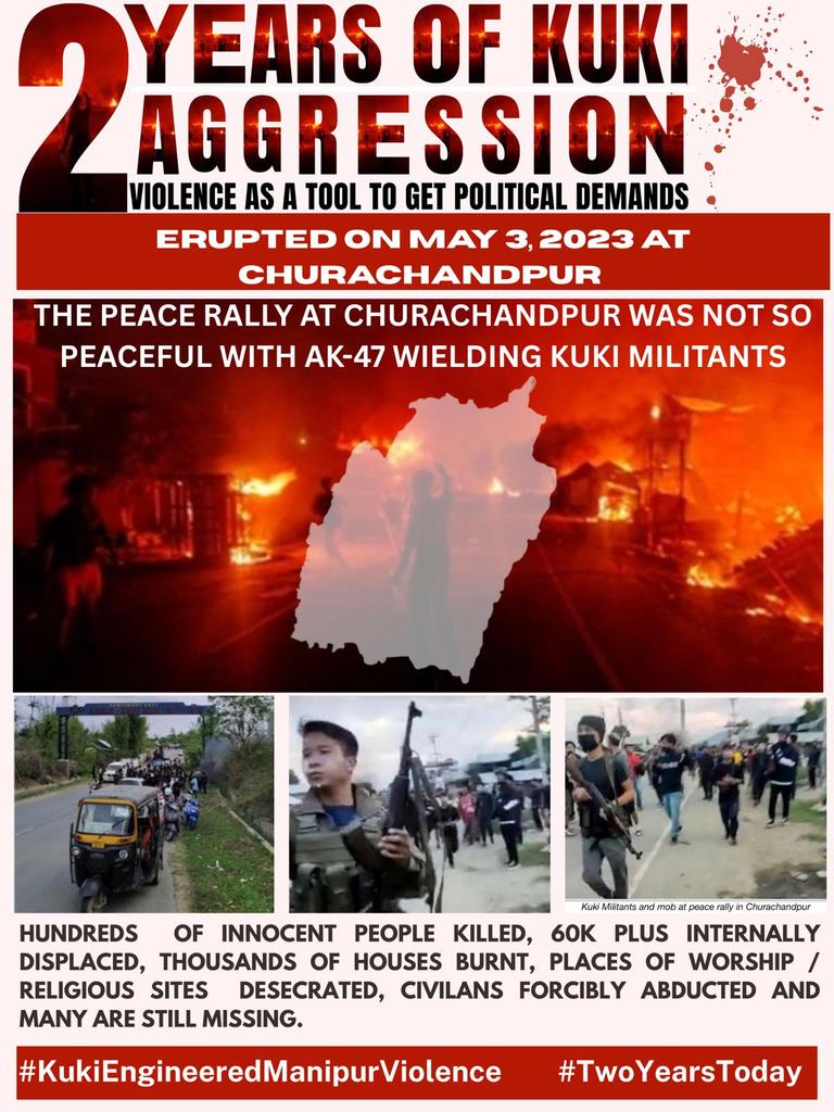 2  Years Today!!

Kukis are against War on Drugs, crackdown on illegal infux &amp; poppy cultivation. #KukiTerorrists fueled by drug money &amp; supported by illegal immigrants are responsible for the conflict in Manipur.

#KukiAggression #KukiEngineeredManipurViolence