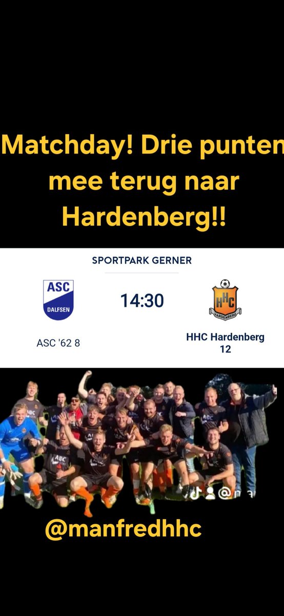trainermanfred's tweet image. Matchday! ASC'62 8 - HHC 12. Komt allen! Go HHC 12!! #oranjezwart