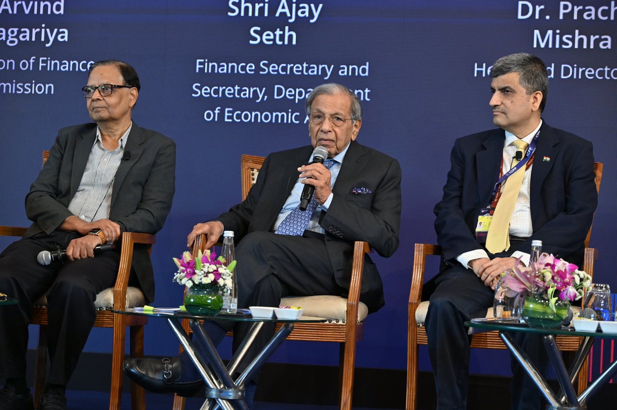 Great start to the inaugural Ashoka University ICPP conference with a terrific panel focusing on the global and domestic macroeconomy with <a href="/NKSingh_MP/">N. K. Singh</a> <a href="/APanagariya/">Arvind Panagariya</a> Shri Ajay Seth. <a href="/AshokaUniv/">Ashoka University</a>