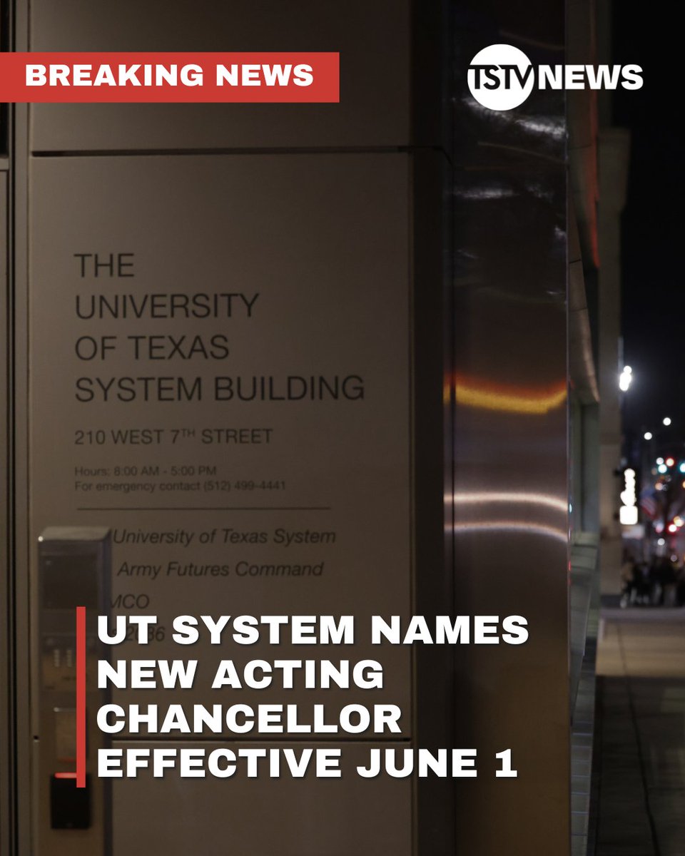 TSTVNews's tweet image. John Zerwas, @utsystem exec. vice chancellor for health affairs, will take over as acting chancellor of the system June 1. This comes as current Chancellor JB Milliken is set to take over as president of the University of California system Aug. 1.
MORE: tstvnews.com/2025/05/02/ut-…