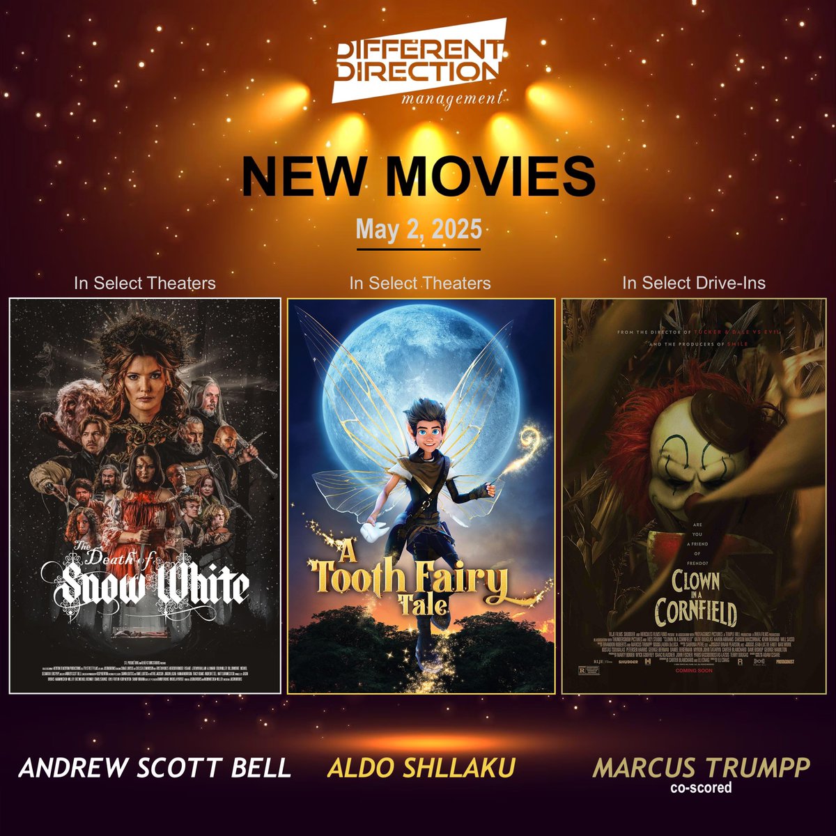 Mgmt_DD's tweet image. 3 awesome clients!
3 awesome films out today!
Have a great weekend!
Mic drop!
*
*
*
#marcustrumpp #aldoshllaku #andrewscottbell @andrewscottbell @Trumppet #thedeathofsnowwhite #atoothfairytale #clowninacorndield #ascap #bmi @ASCAP @bmi