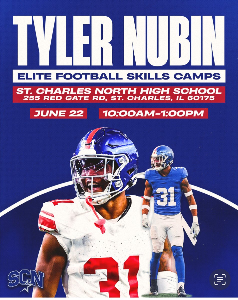 Robert Pomazak (@robertpomazak) on Twitter photo 🚨TYLER NUBIN RISING STAR WEEKEND 🏈
🗓️JUNE 20TH & 2ST <a href="/SCNFBOFFICIAL/">Official North Star Football Account</a> is excited to welcome NFL Star and former St. Charles North Legend <a href="/T_Nubin27/">Tyler Nubin</a> back to SCN for an all-ages football skills camp for boys and girls.
🗓️JUNE 22ND ELITE SKILLS CAMP
This H.S. only camp will 🚨TYLER NUBIN RISING STAR WEEKEND 🏈
🗓️JUNE 20TH & 2ST <a href="/SCNFBOFFICIAL/">Official North Star Football Account</a> is excited to welcome NFL Star and former St. Charles North Legend <a href="/T_Nubin27/">Tyler Nubin</a> back to SCN for an all-ages football skills camp for boys and girls.
🗓️JUNE 22ND ELITE SKILLS CAMP
This H.S. only camp will