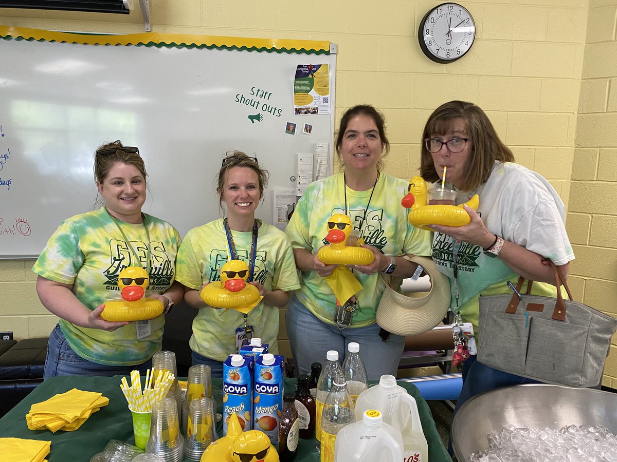Our Admin is not “ducking around.”  Teaching is hard in May.  This was just the treat we needed. Thank you Erika and Crystal 💛💚
<a href="/GreenvilleES/">Greenville ES</a> <a href="/erika_kersey/">Erika Kersey, NBCT</a> <a href="/CVB2023/">Crystal Van Buren</a>