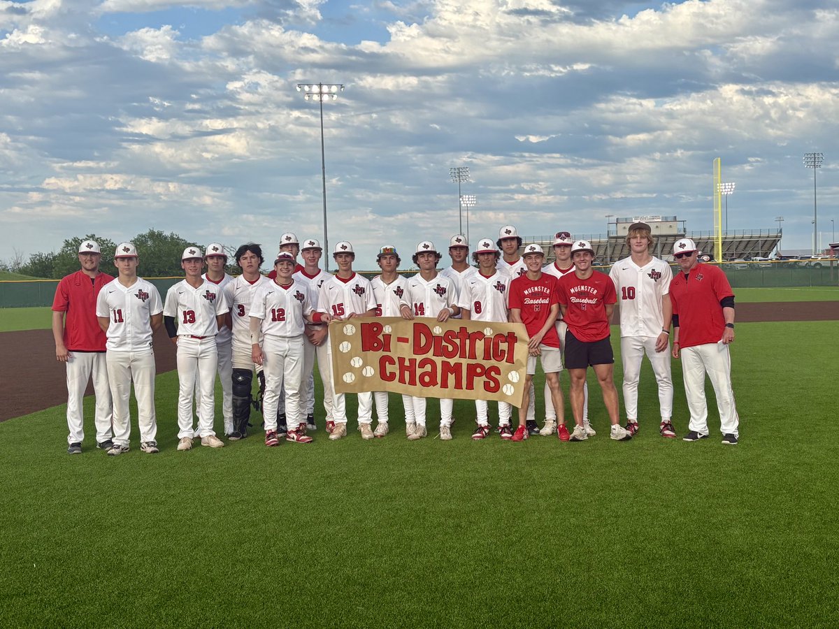 Hornets are Bi-District Chapions with a7-2 win over Petrolia. Muenster improves to 24-8-2. Will take on North Hopkins or Sam Rayburn in the area round. #Hornets⚾️ #Family <a href="/2ATxHSBaseball/">2ATxHSBaseball</a>