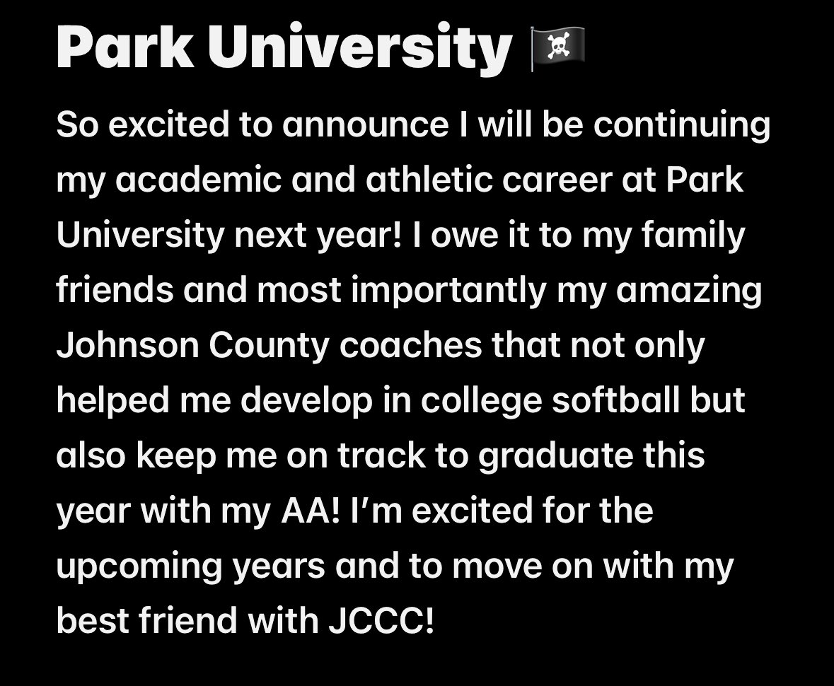 So excited to announce I will be continuing my academic and athletic career at Park University next year!🏴‍☠️