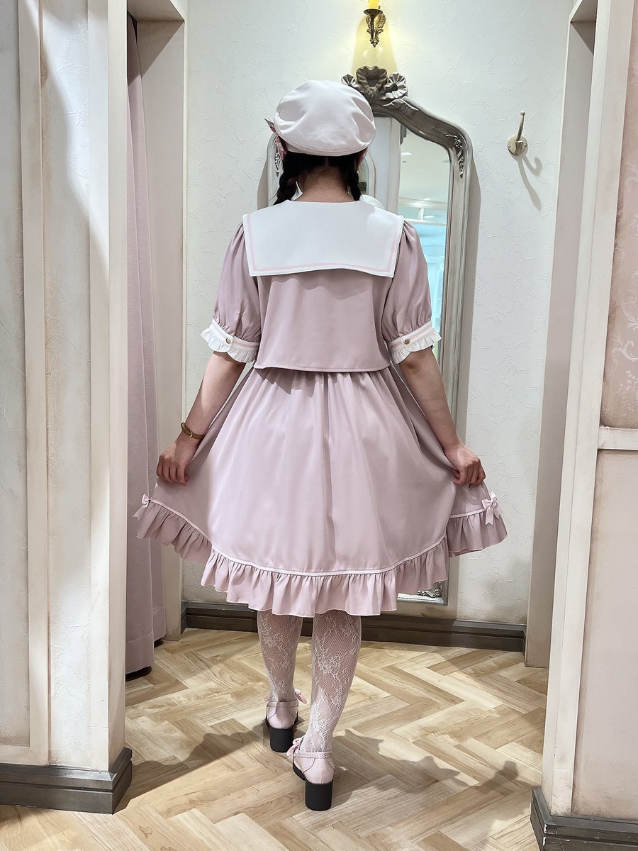 ꫛꫀꪝ Twinkle Plaidセットアップ風セーラーワンピース サックス