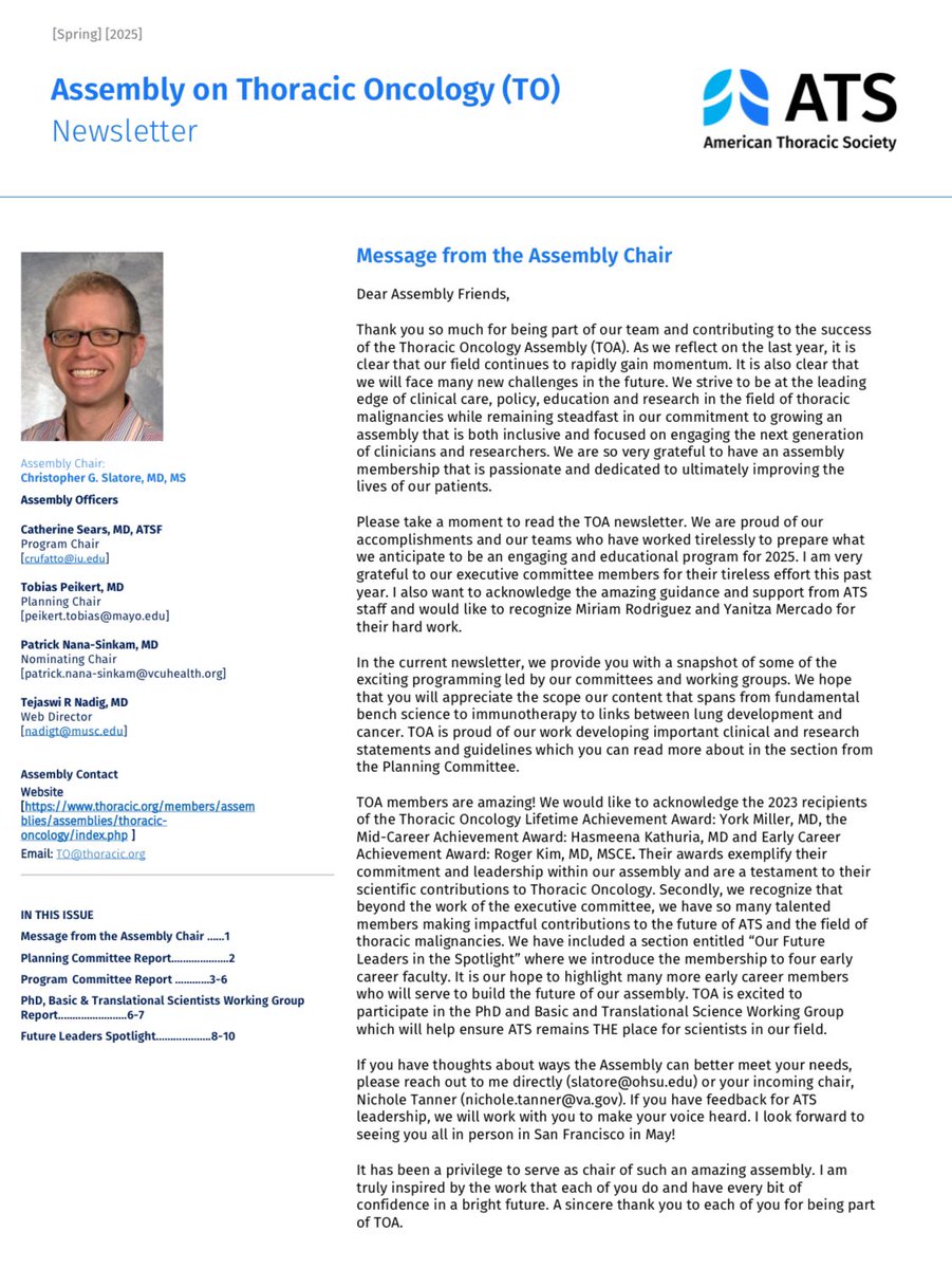 ATS TO Assembly (@atstoa) on Twitter photo Be sure to check out our annual <a href="/atscommunity/">American Thoracic Society (ATS)</a> <a href="/ATS_Assemblies/">ATS_Assemblies</a> Thoracic Oncology Assembly newsletter, in anticipation of #ATS2025 in a few weeks! ๐๐ผ๐๐ผ๐๐ผ
craftprd1.blob.core.windows.net/documents/membโฆ Be sure to check out our annual <a href="/atscommunity/">American Thoracic Society (ATS)</a> <a href="/ATS_Assemblies/">ATS_Assemblies</a> Thoracic Oncology Assembly newsletter, in anticipation of #ATS2025 in a few weeks! ๐๐ผ๐๐ผ๐๐ผ
craftprd1.blob.core.windows.net/documents/membโฆ