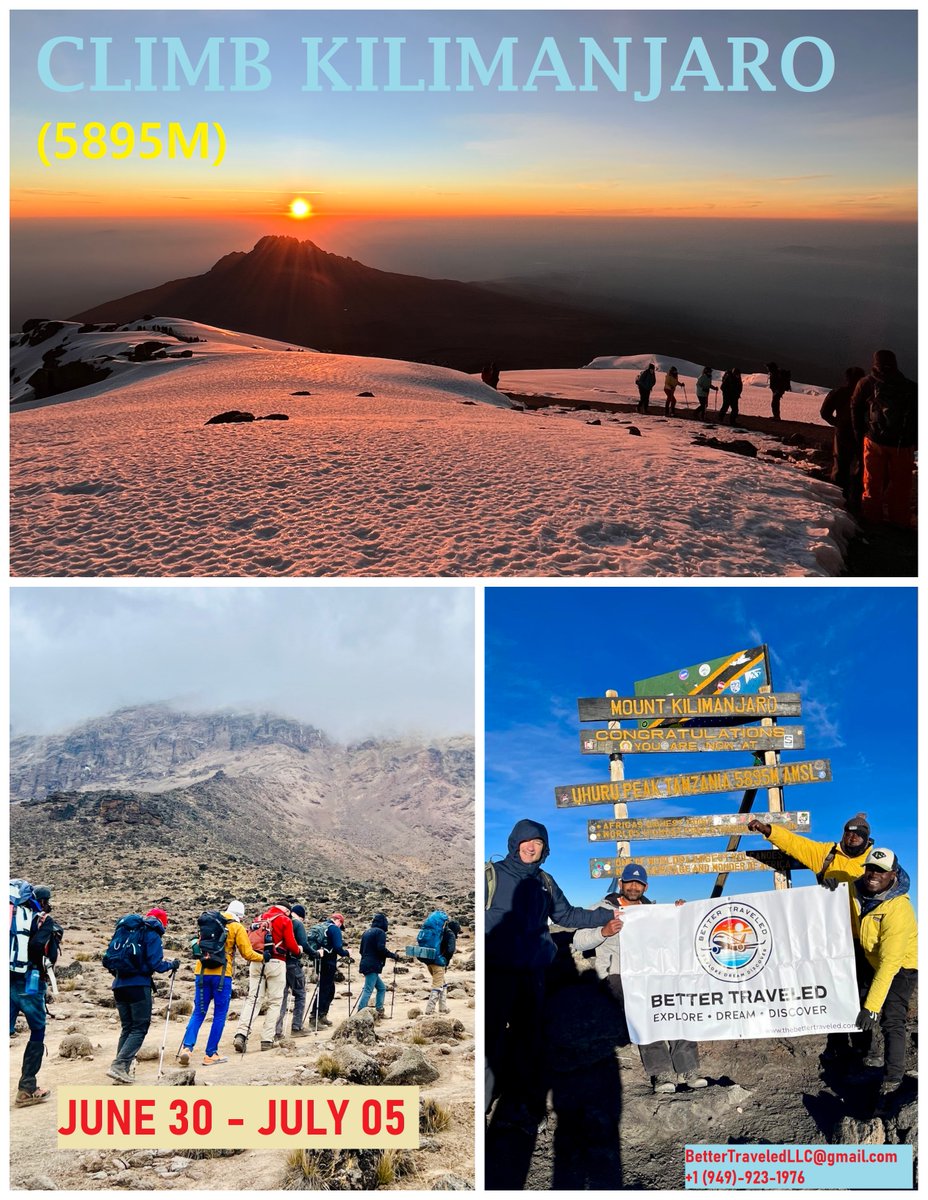 TravelWithSuri's tweet image. Tweet:1332
If you are interested in checking off the bucket list hike, then this is the time. We are hiking Mt Kilimanjaro via 6 Days Machame Route from June-30 to July 05. Ping me if you are interested.

#MtKilimanjaro #Hiking #Trekking #Tanzania #Travel