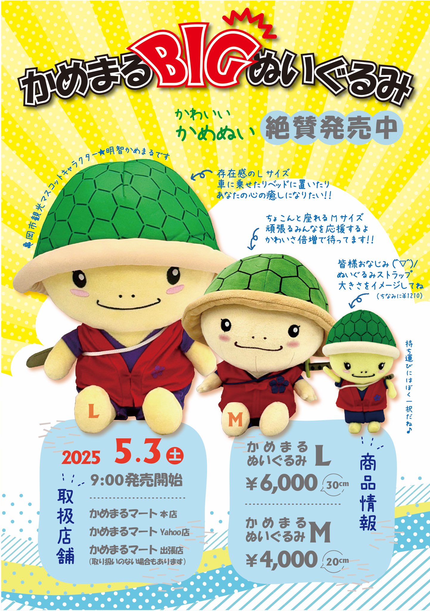明智かめまる「ビッグぬいぐるみ」販売のお知らせ☆｜亀岡だより