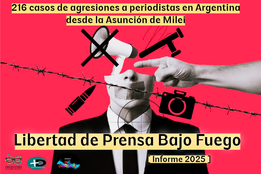 ObservatorioPD's tweet image. Informe 🗞️🔥 Libertad de Prensa Bajo Fuego 🌍🚨
216 casos de agresiones a periodistas en Argentina 🇦🇷 desde la Asunción de Milei.
📋 El @ObservatorioPD 🌐📰 en conjunto con @masdeagencia presentamos la siguiente sistematización en formato de informe
Link: drive.google.com/file/d/1x8T5Et…