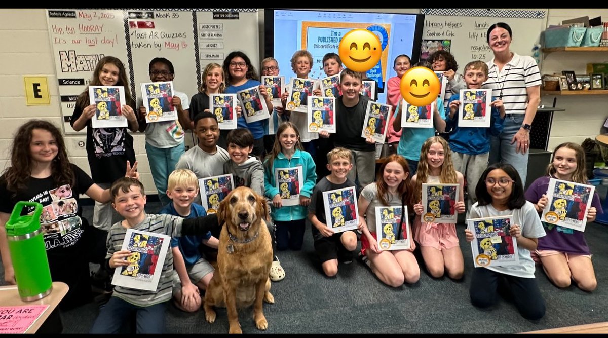 We are published authors! Students in <a href="/mrs_eharms/">Ellen Harms</a> class published a book, called “Working Dogs” 🐕Our book was dedicated to Laney, our favorite school facilities dog…and she even stopped by our classroom party to help us celebrate! 💙🎉 <a href="/abilitycntr/">The Ability Center</a> #proudauthors