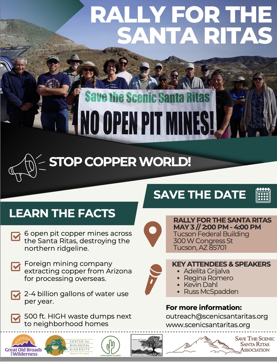 One last reminder -- TOMORROW AFTERNOON, #Tucson... speak up and AGAINST foreign mining that is destroying southern Arizona's mountains and guzzling its water.