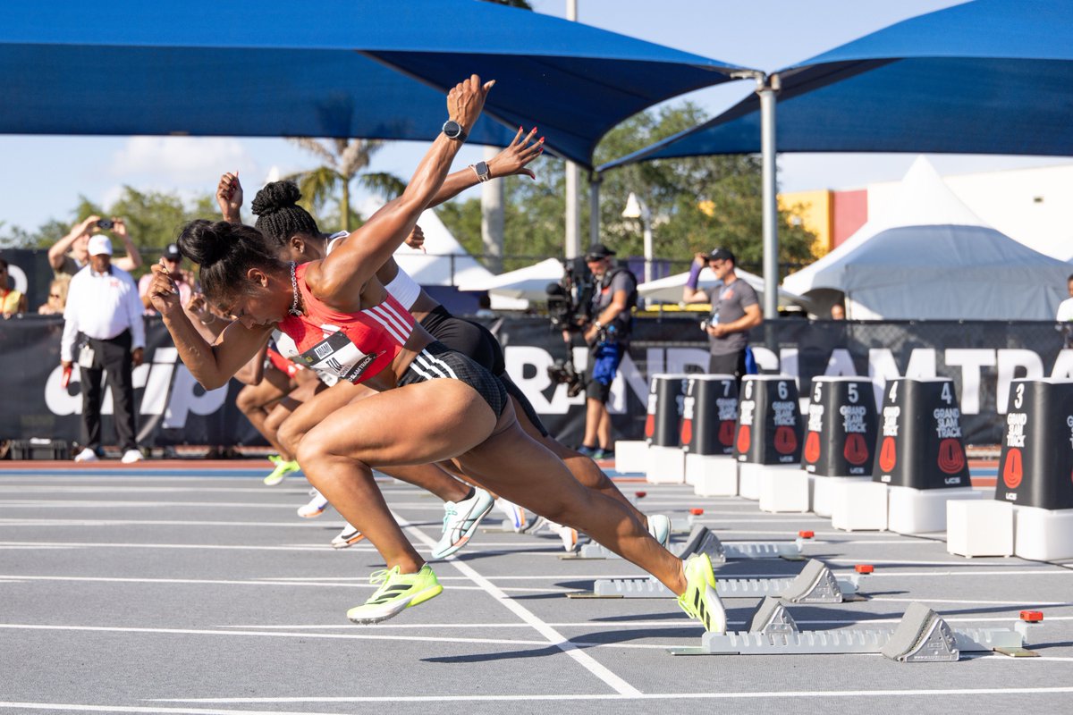 RunBlogRun's tweet image. Grand Slam Track 2025 Miami, May 2, 2025

The acceleration of the start has to be seen to be believed. This is an excellent picture of elite athletes leaving the blocks. 

photo: Andrew Deveraux for Grand Slam Track, 
Production: Mary Holt

#GrandSlamTrack, #Onlythefastest,…