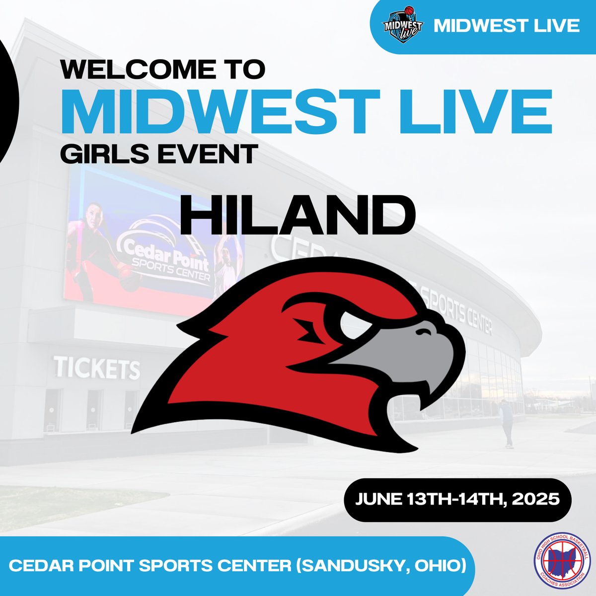 The OHSBCA would like to welcome the following teams to Midwest Live (Girls Event).

Midwest Live is one of the top Scholastic Recruiting Events in the nation!

See you June 13th-14th at the beautiful Cedar Point Sports Center in Sandusky, Ohio. 

#MWLiveGirls2K25