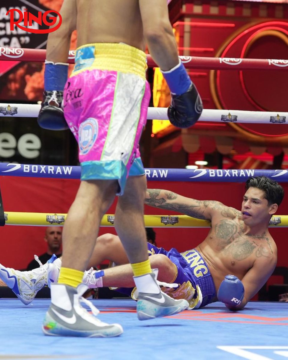 ringmagazine's tweet photo. The moment Rolly Romero DROPPED Ryan Garcia 🤯 

Buy @FATALFURY_PR: City of the Wolves out now and watch The Ring’s Times Square card LIVE on DAZN NOW 🍿 https://t.co/u0SAQGumm8