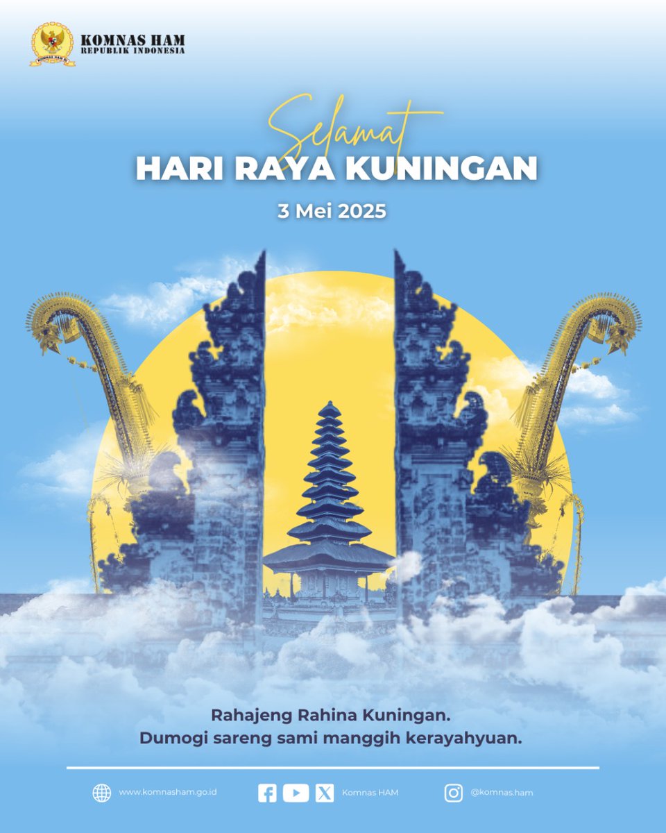 KomnasHAM's tweet image. Selamat Hari Raya Kuningan bagi semua yang merayakan 😊

Semoga kesehatan, kebaikan dan kebahagiaan selalu membersamai hidup kita 🙏

#KomnasHAM
#Kuningan
#HariRayaKuningan
#HAM