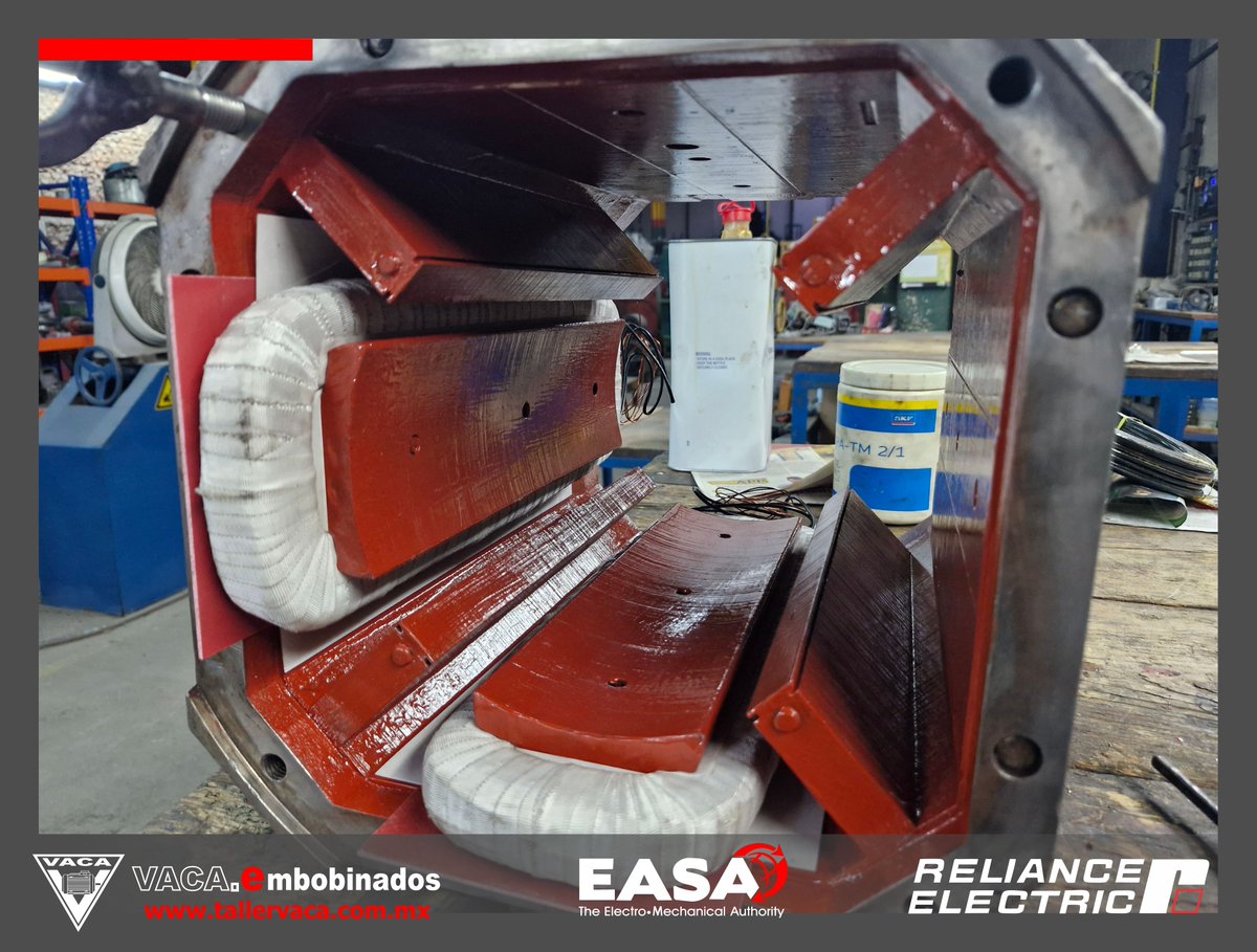 EmbobinadosVaca's tweet photo. Reparacion &amp; Bobinado de motor electrico industrial en corriente directa marca RELIANCE ELECTRIC compañia perteneciente al grupo @abb
75 HP. 1750/2100 RPM. 500 VCD. asilamiento clase H. #abbmotors #baldormotors #relianceelectric #vacaembobinados #motoreselectricos #industria https://t.co/cI3CapGfvj