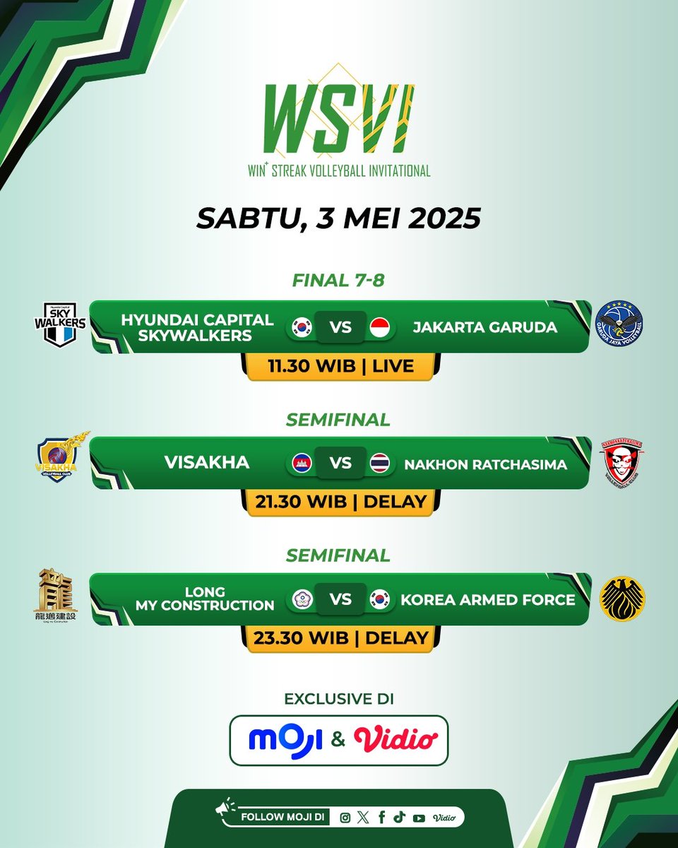 mojiupdates's tweet photo. Saksikan 4 laga seru WSVI di hari Jumat, 2 Mei 2025
#mojisijagovoli #mojisports #wsvi #winstreak #winstreakvolleyballinvitational #garudajaya #timnasvoli #timnasvoliu21 #garudajaya https://t.co/euhMyWr0R9