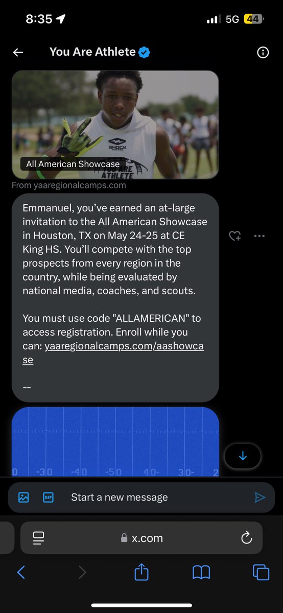 Emmanuel (EJ) Johnson (@e_johnson_8) on Twitter photo I am glad to say that I have gotten an invitation from <a href="/youareathlete/">You Are Athlete</a> to compete with top athletes at the
ALL-AMERICAN showcase this year in Houston I’m ready for it. I am glad to say that I have gotten an invitation from <a href="/youareathlete/">You Are Athlete</a> to compete with top athletes at the
ALL-AMERICAN showcase this year in Houston I’m ready for it.