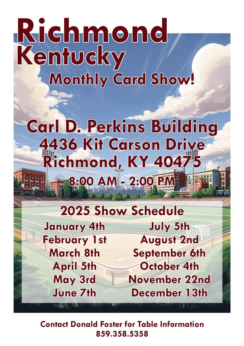 Sold out Sports Card Show tomorrow on the Campus of <a href="/eku/">EKU</a> 77 tables including  #Pokemon Vintage cards Modern Cards supplies and wrestling cards! <a href="/RichmondRsports/">Richmond Sports</a> <a href="/ebayguruEric/">Eric Ralston</a>