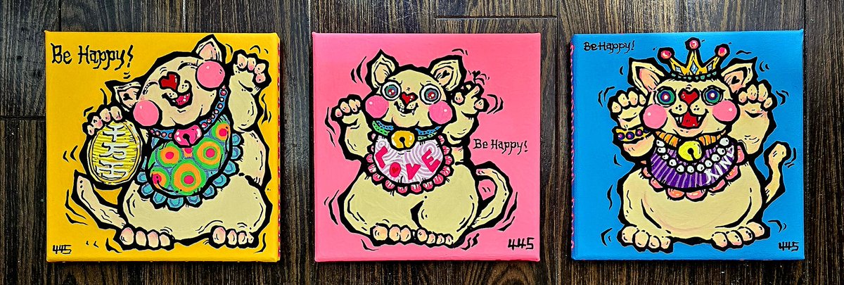 はじまってます❗

COCONECO展
ART ＆バル  みつ葉

2025年5月1日~5月31日
 17:00~22:00
定休日 日・月・火・祝
ご高覧の際には1オーダーお願い致します。

今回は，招き猫
愛、お金、地位
それぞれの招き猫を描きました、

Be Happy！

⁡ #acrylic  #招き猫  #みつ葉 #colorful #Cat #猫