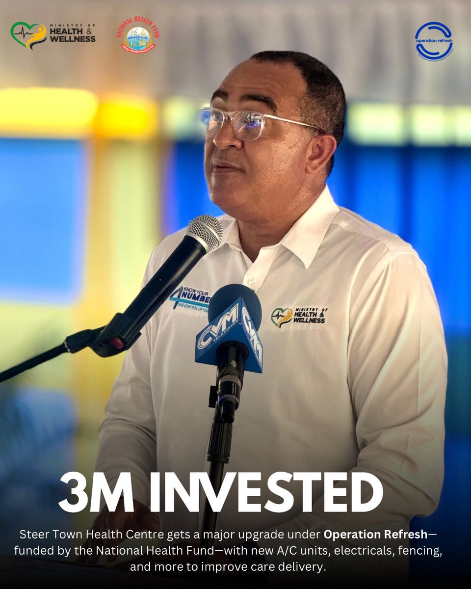 themohwgovjm's tweet photo. Steer Town Health Centre gets a fresh boost under #OperationRefresh—funded by the @NHFJamaica with just under JMD $3M invested.

Upgrades include A/C, electricals, fresh paint &amp; fencing—improving care for 12,000+ residents. https://t.co/oCd0OwJaWl