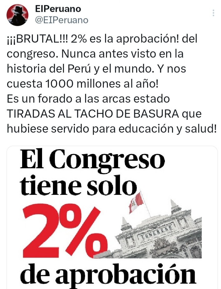 MazaBera's tweet photo. Un nuevo gobierno con mayoría congresal DEBE DEROGAR todas las leyes de éste, el peor @congresoperu de toda nuestra historia https://t.co/hP5JPE56PC