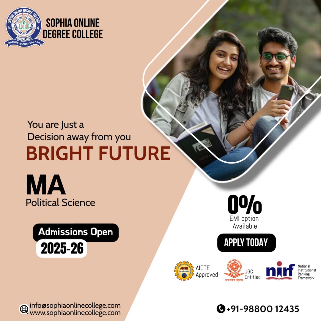 SophiaonlineDeg's tweet image. 🎓 Ready to shape the nation’s future through Political Science?
 📚 Enroll in MA Political Science at Sophia Online Degree College
 📅 Admissions Open for 2025-26

 🌐: sophiaonlinecollege.com
 📞 Call: +91-98800 12435

#MAPoliticalScience #OnlineEducation #DistanceLearning