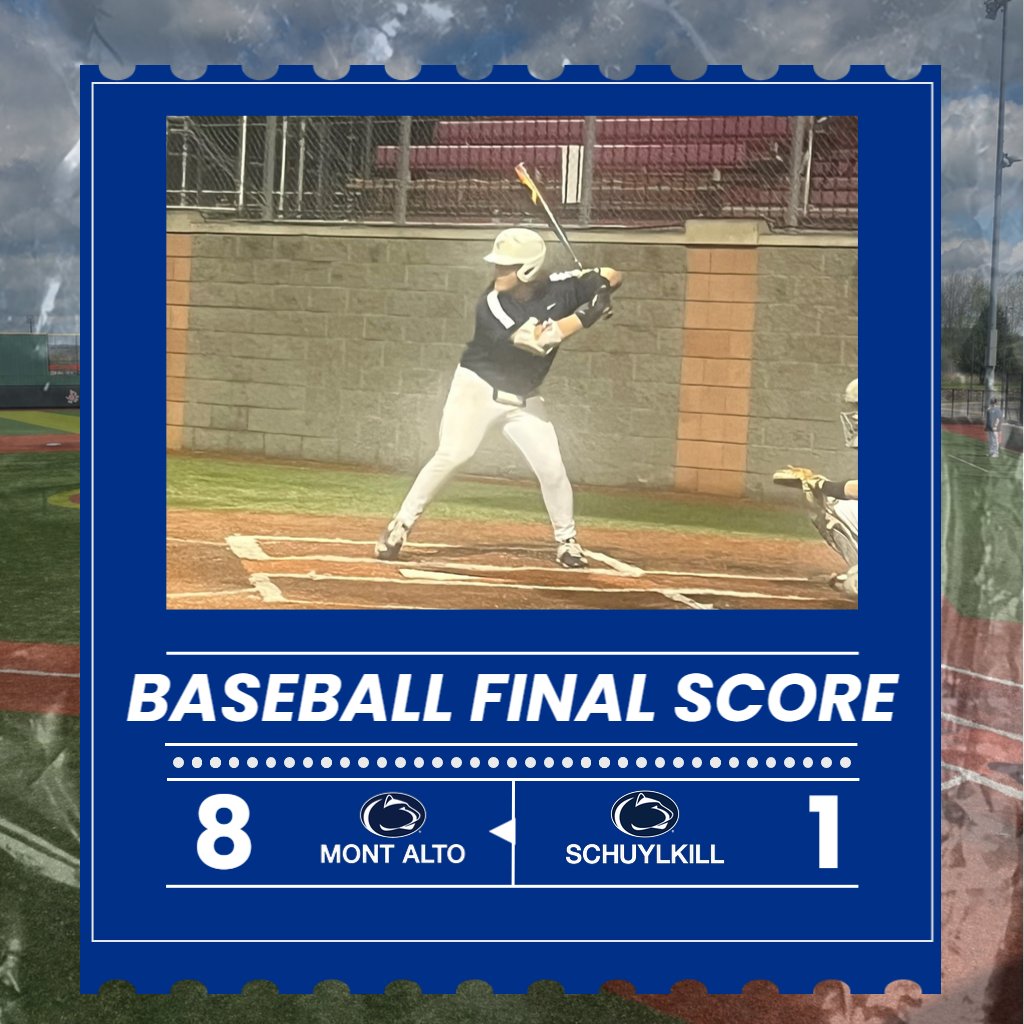 PSUAC (@psuac) on Twitter photo It's final from Showers Field! <a href="/PSUMAathletics/">Penn State Mont Alto Athletics</a> beats <a href="/PSUSLAthletics/">PSUSL Athletics</a> 8-1 to advance to the winner's bracket final. It's final from Showers Field! <a href="/PSUMAathletics/">Penn State Mont Alto Athletics</a> beats <a href="/PSUSLAthletics/">PSUSL Athletics</a> 8-1 to advance to the winner's bracket final.