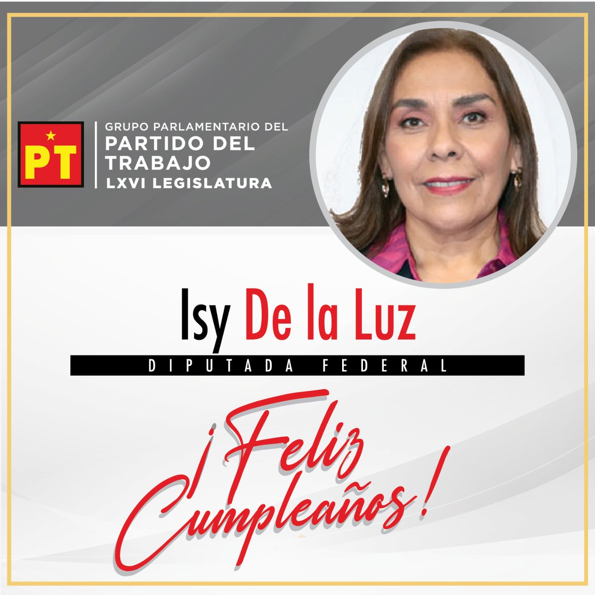 🗓 Las y los integrantes de la fracción parlamentaria del PT, celebramos la vida de nuestra amiga, compañera y diputada, <a href="/isy_delaluz/">isy de la luz</a>, quien hoy celebra su cumpleaños. 

¡Muchas felicidades! 
Un abrazo fraterno. 🥳