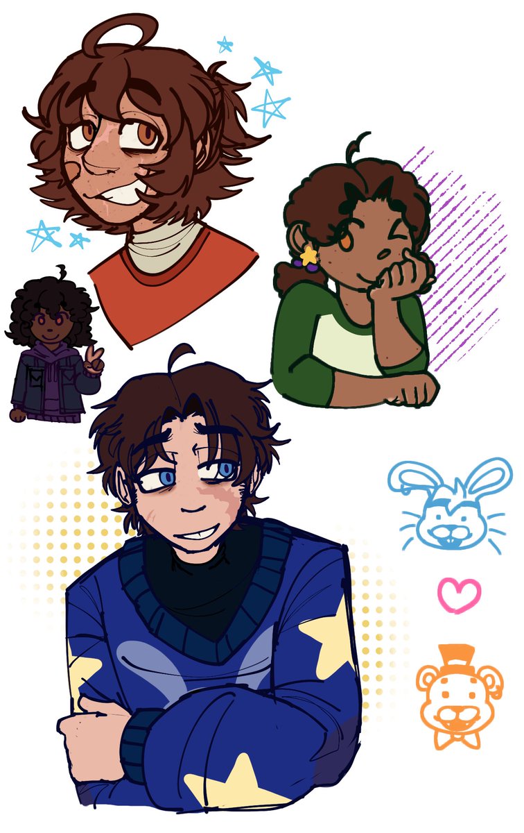 doodles i did of the ggy kids + cassie #fnaf #tftpp