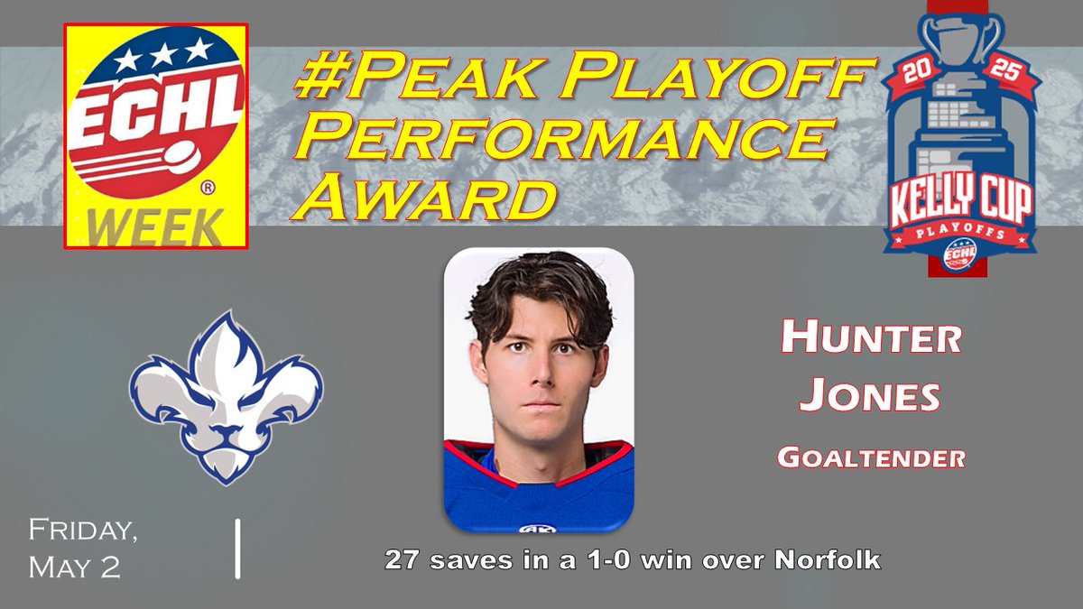 Quite the ECHL postseason debut for our #ECHLWeek #PeakPlayoffPerformanceAward winner on Friday night. He made 16 first-period saves to help set the tone and lead the <a href="/Lions3r/">Lions de Trois-Rivières</a> to a victory in the North Division title series opener.