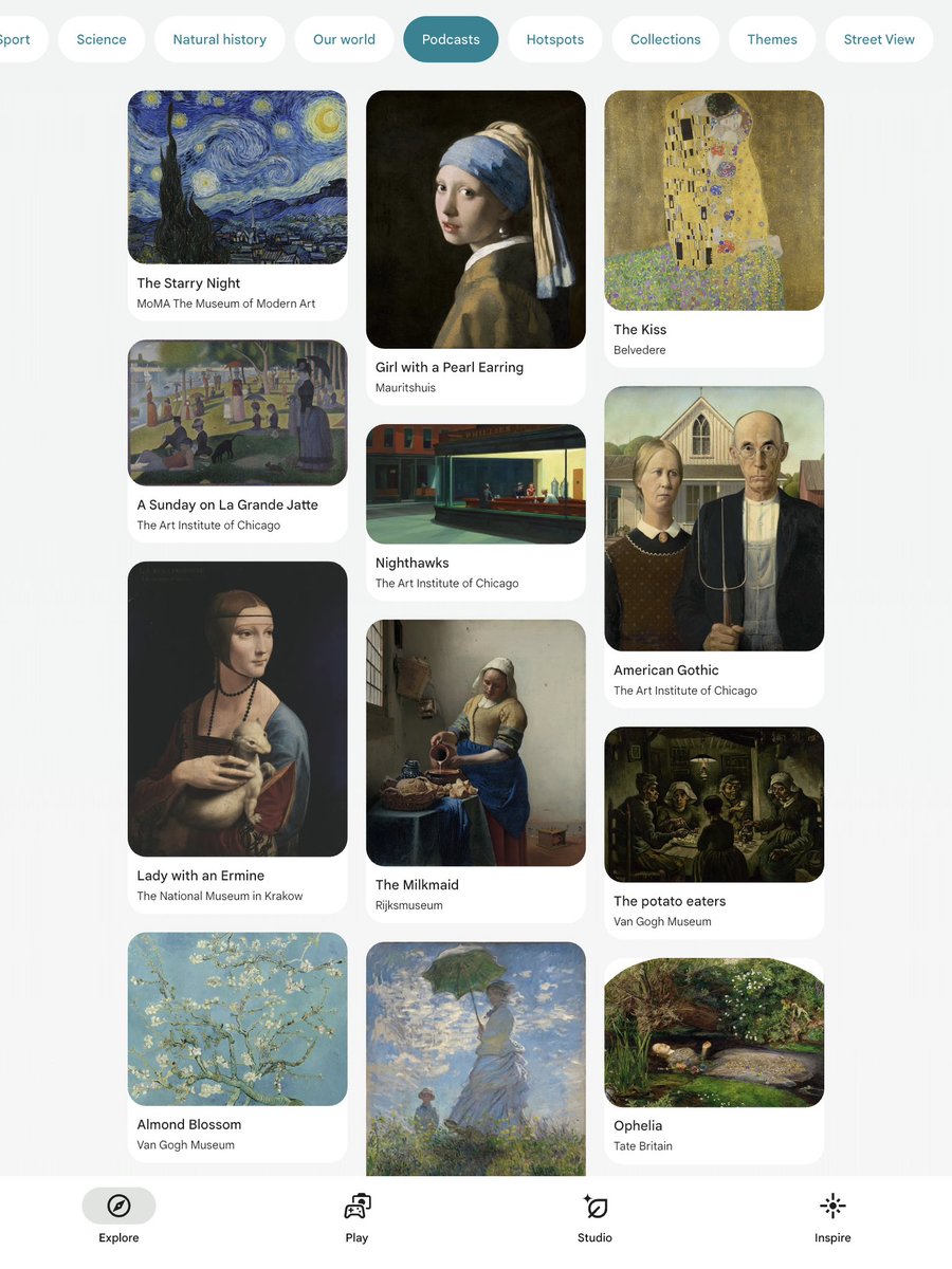 yuiykt's tweet image. Google Arts & Culture で実証中の Google AIによるPodcast機能の日本語対応がほんとうに楽しみ。作品の見かたや捉えかたが広がる感じがあって、これをはやく母語でも体験したい。NotebookLMの Podcast日本語対応があったから、まもなくかなあ、と思っている… @googlearts