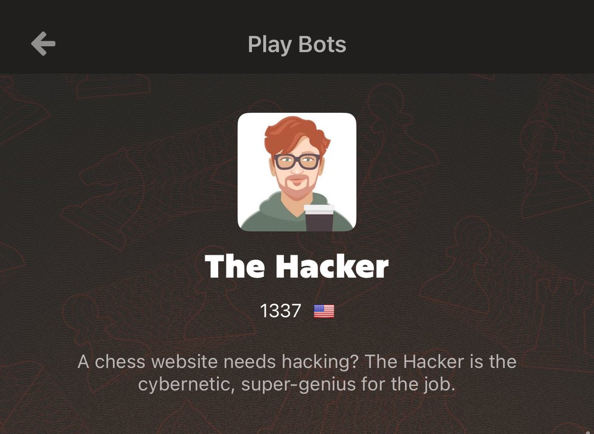 4ndr3w6S's tweet image. Looks like @_JohnHammond got turned into a @chesscom bot 🤖!!

They might have nerfed his Elo, and even gave him an @MagnusCarlsen obsession. 🤣

But at least the wit, jokes and sarcasm made the cut!