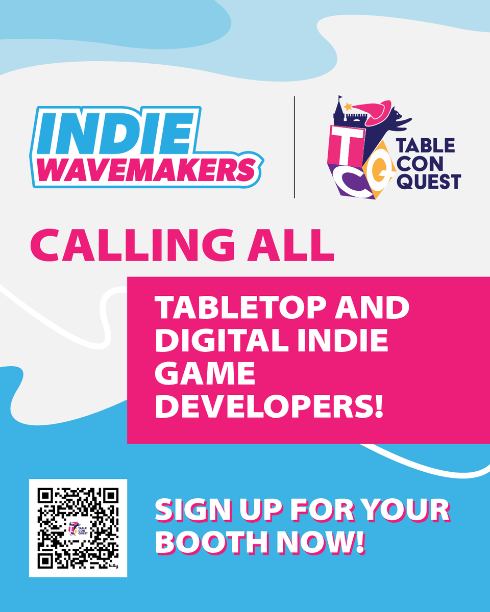 indiewavemakers's tweet photo. ๐ข We will be at #TableConQuest 2025 in a big way! This yearโs TableCon Quest is expanding - more than just tabletop, card, and board games, #TCQ2025 will have a larger indie digital game presence. https://t.co/kcVQFWaHLR