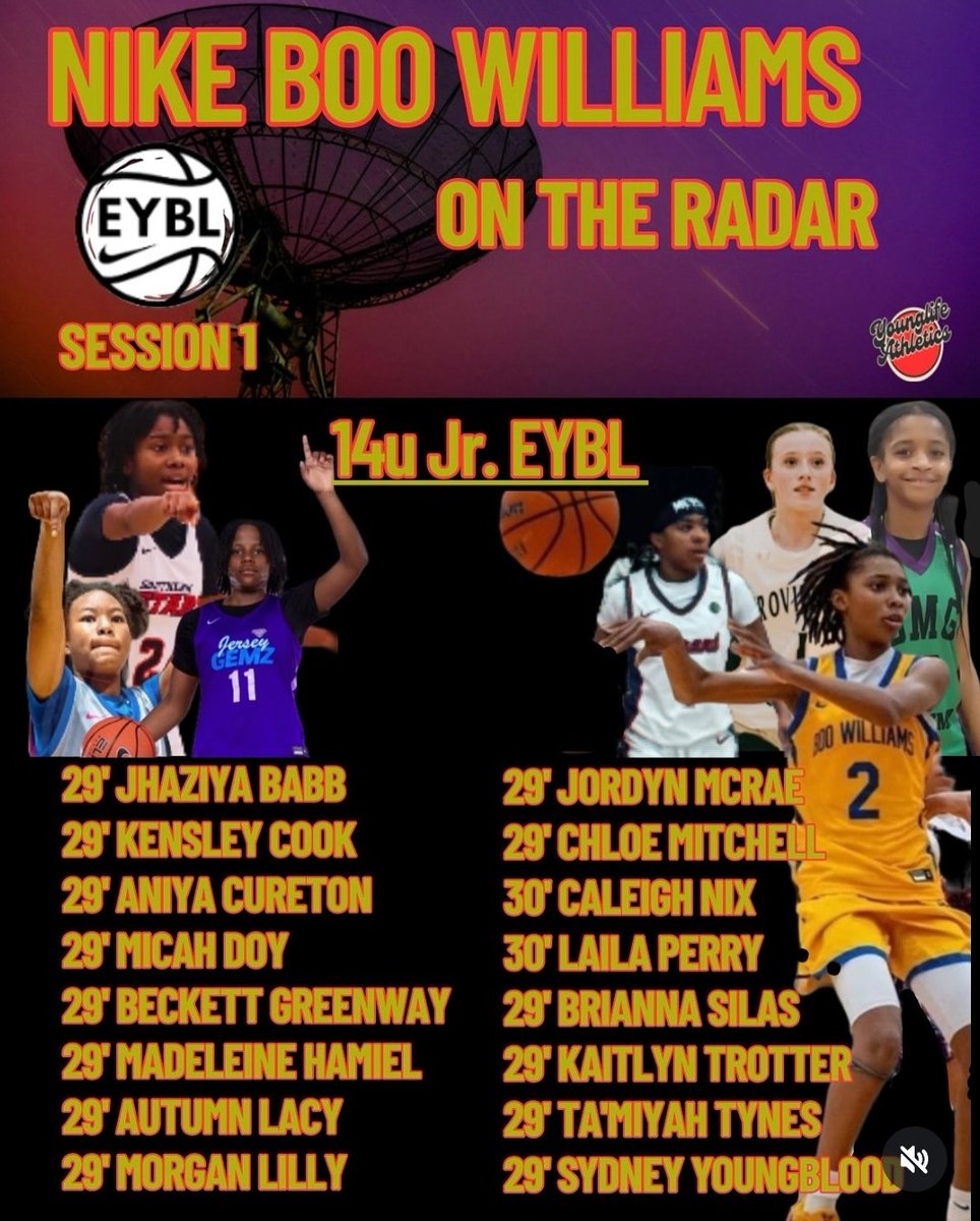 Sydney A. Youngblood (2029) (@sydi_hoops) on Twitter photo Thank you <a href="/YoungLife_Ath/">YoungLife Athletics</a> <a href="/Sh3gotgame1/">Sh3gotgame</a> for the recognition during <a href="/NikeGirlsEYBL/">Nike Girls EYBL</a> S1❤️🔥
I'm going to keep working 😤💪🏽
Congrats to my teammates <a href="/jhaziyababb/">Jha’ziya Babb</a> <a href="/Brigotgame11/">Brianna Silas Martin</a>
<a href="/miymiyhoops/">Ta’Miyah Tynes (c/o 2029)</a> and all the other players recognized ✨🤞🏽
<a href="/BWSL2029EYBL/">Boo Williams 2029 JR EYBL 💙💛</a> <a href="/BWSLGirlsAAU/">Boo Williams GBB</a> Thank you <a href="/YoungLife_Ath/">YoungLife Athletics</a> <a href="/Sh3gotgame1/">Sh3gotgame</a> for the recognition during <a href="/NikeGirlsEYBL/">Nike Girls EYBL</a> S1❤️🔥
I'm going to keep working 😤💪🏽
Congrats to my teammates <a href="/jhaziyababb/">Jha’ziya Babb</a> <a href="/Brigotgame11/">Brianna Silas Martin</a>
<a href="/miymiyhoops/">Ta’Miyah Tynes (c/o 2029)</a> and all the other players recognized ✨🤞🏽
<a href="/BWSL2029EYBL/">Boo Williams 2029 JR EYBL 💙💛</a> <a href="/BWSLGirlsAAU/">Boo Williams GBB</a>