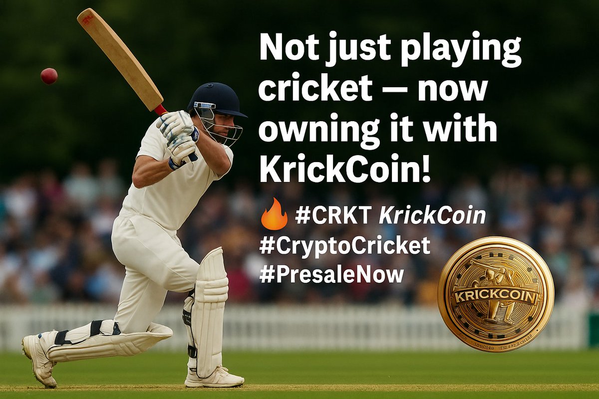CoinKrick54335's tweet photo. 🏏 "Not just playing cricket — now owning it with KrickCoin!"

Buy Now   |  https://t.co/kSsvM8q8xv

PreSale is Skyrocketing.   You can see live performance of CRKT Coin

https://t.co/auZs0TAc6o
🔥 #CRKT #KrickCoin #CryptoCricket #PresaleNow https://t.co/DxWyEnRVrR