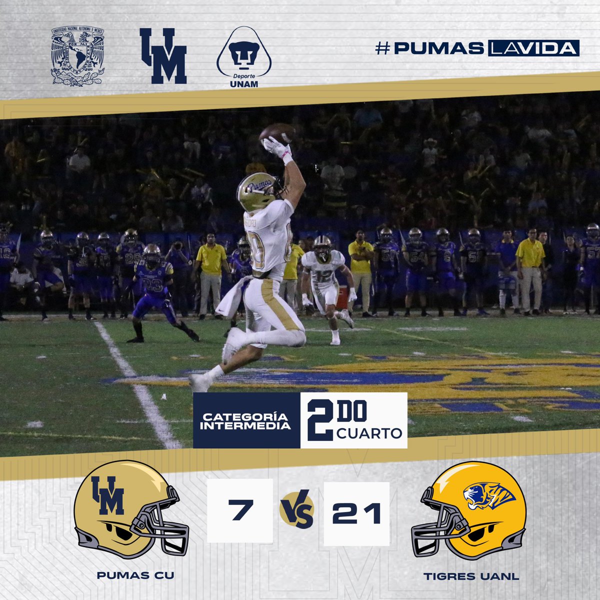 🏈Pumas CU vs Auténticos Tigres UANL 
🏟️2Q #Intermedia2025 

#PumasLaVida #SoyDeporteUNAM