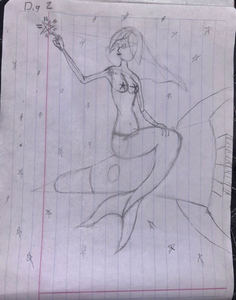 Ignater_2000's tweet photo. Day - 2 (Cosmic)

#mermay2025 #mermay #Cosmic #Mermeid #drawing #Day2 #Rocket #Star https://t.co/UdCNX35iOM