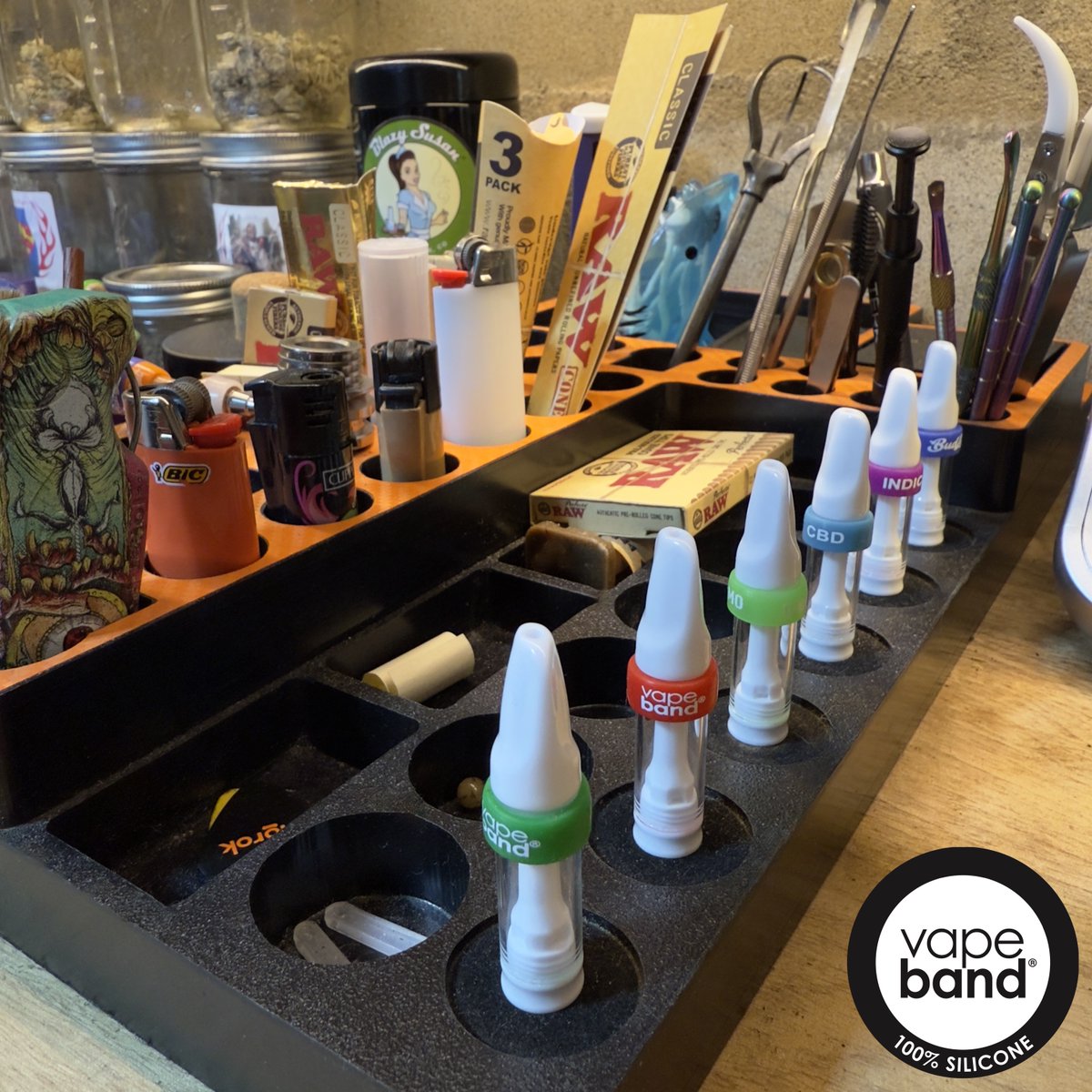 The Cartridge VapeBand® Displayed
Our VapeBand® is approved by the department of health to protect and identify patient medication. Custom made w/ your brand. Contact us today! 
vapeband.com 
#CannabisCommunity #mmj #cannabis #MedicalMarijuana #cannabisnews #smokeweed