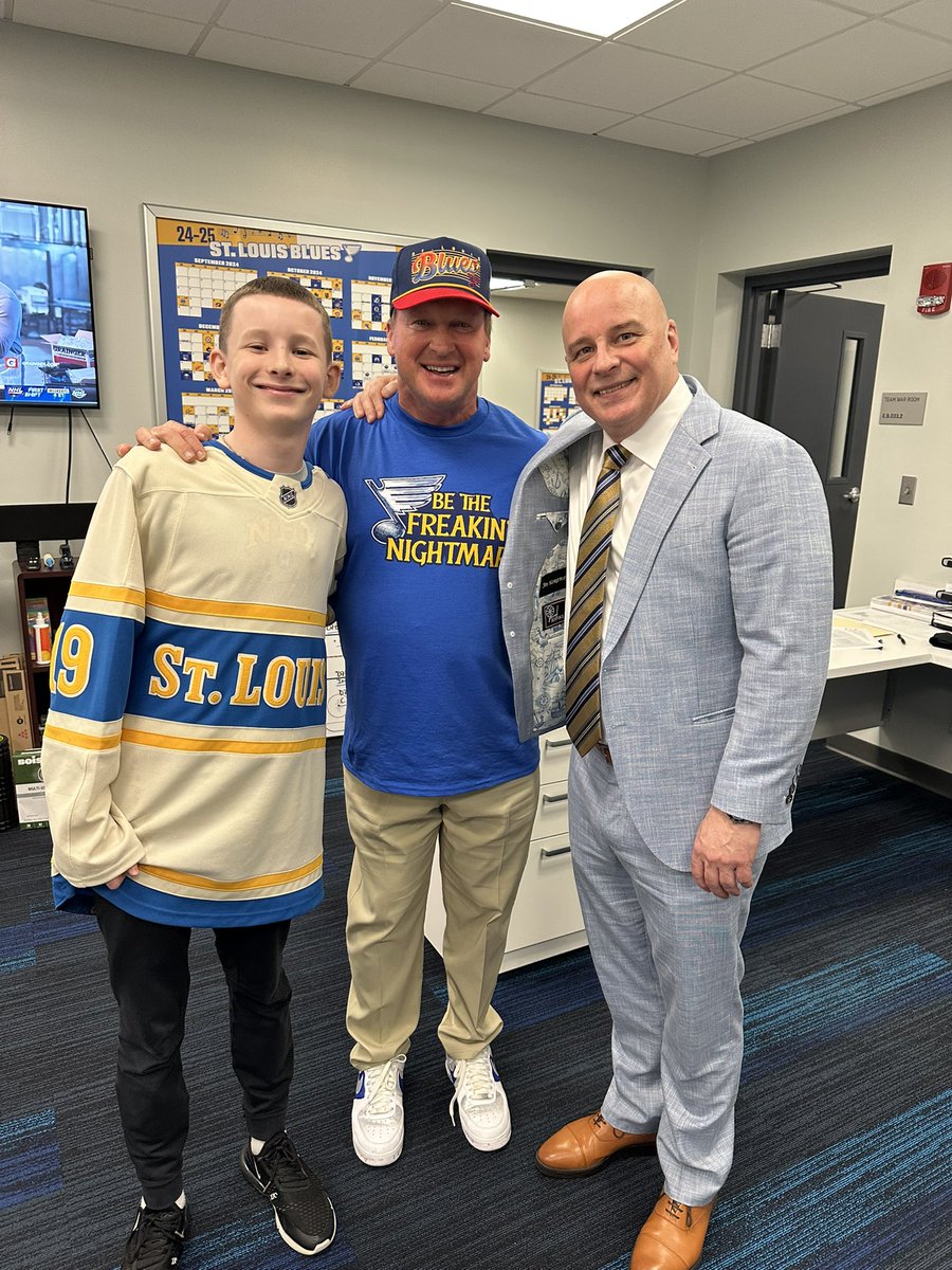 Thank you to Coach Montgomery and the entire <a href="/StLouisBlues/">St. Louis Blues</a> family for having me tonight.

I haven’t had this much fun in years. Blues are going all the way!