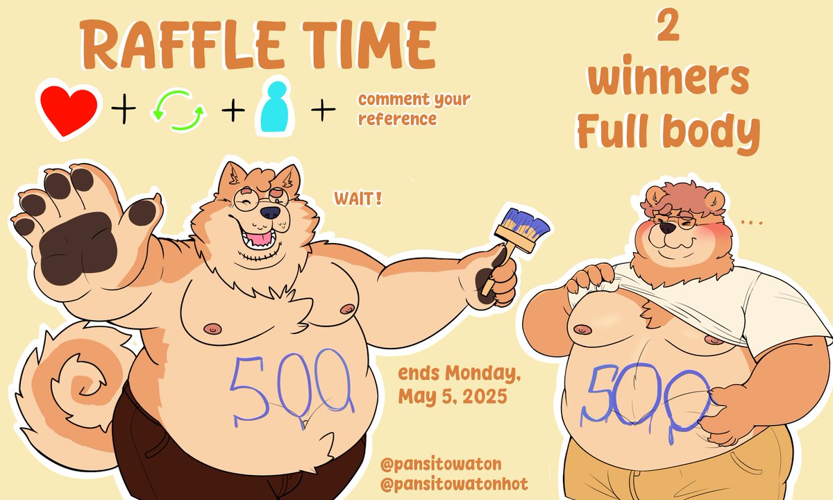 RAFFLE TIME‼️

I have reached 500 followers and thanks to this I will do a raffle for 2 winners, the prizes will be full body.

Do you want to participate?

Follow me here and on @pansitowatonhot for a double chance, like💖, retweet🔄and comment on your reference in the comments