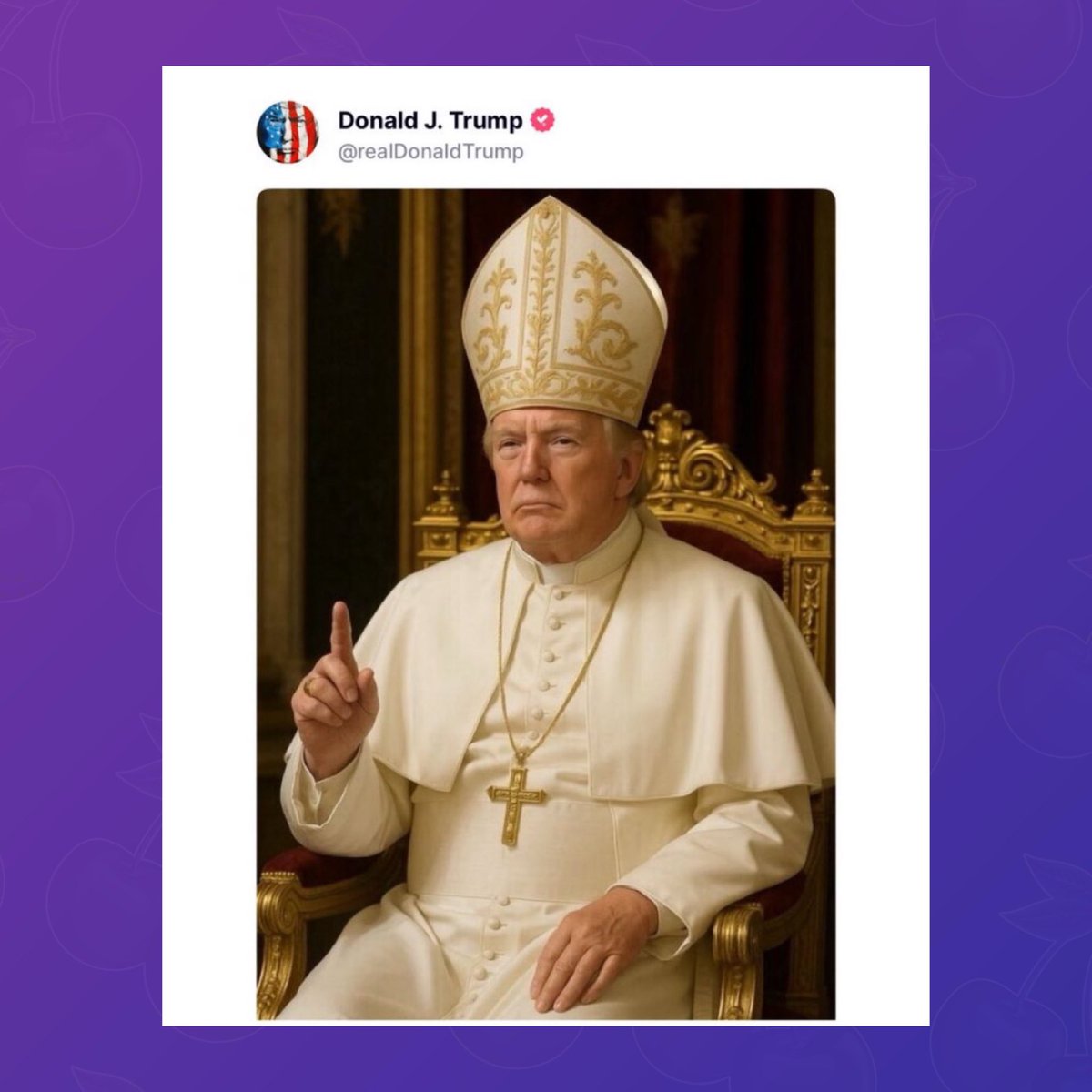 #DemsUnited
President dipstick posted this AI generated picture of him as Pope. It has to be AI generator because if he put a real cloak on it would burst into flames.