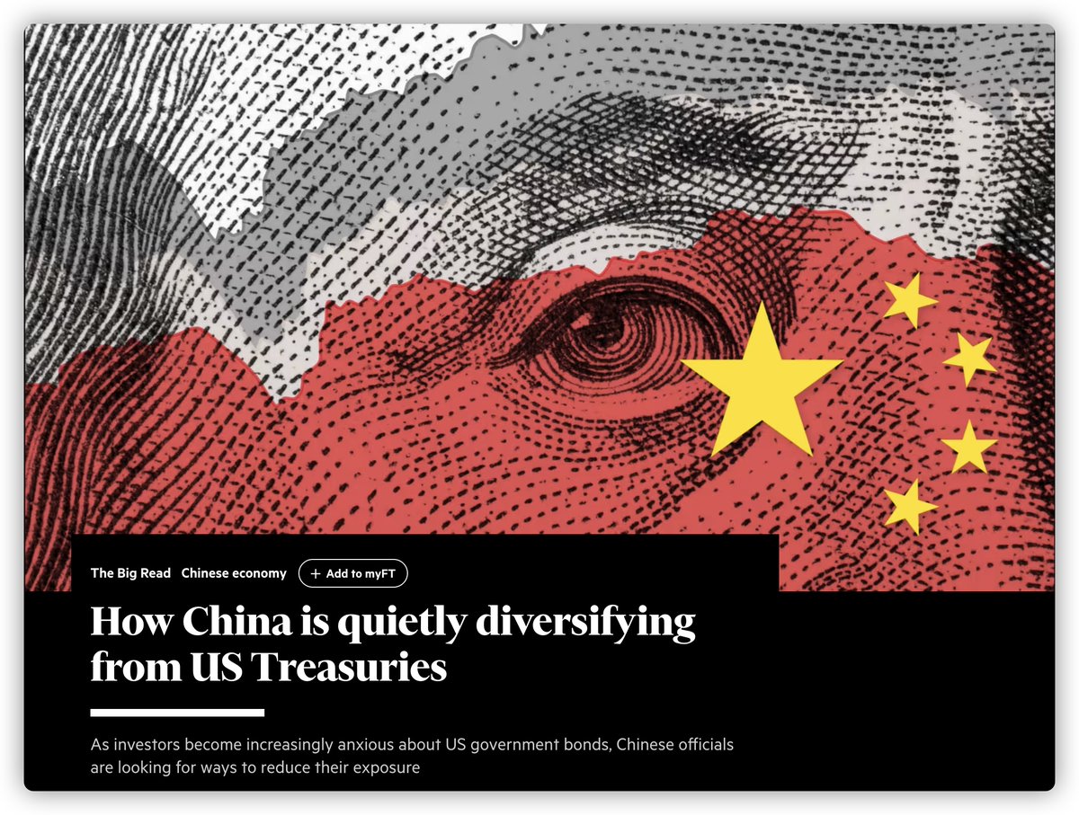 金融时报这篇深度报道了中国的美国国债配置战略。

《中国如何悄然减持美国国债实现多元化配置》

“许多顾问、学者和专家正表达对美债的担忧。中国社会科学院两位高级研究员杨盼盼和徐奇渊在 4