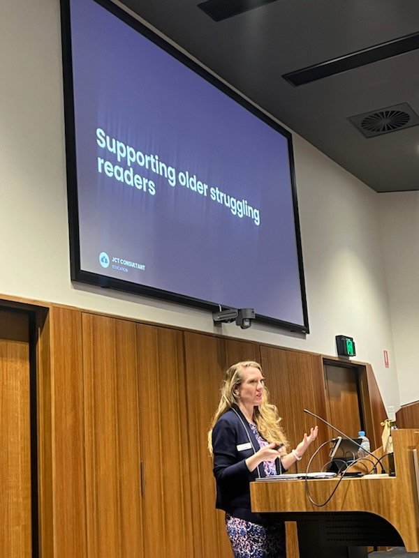 JessicaColleu's tweet image. Honoured to present the keynote at the SAETA State Conference today! Grateful for the opportunity to advocate for older struggling readers, sharing my Churchill fellowship findings w passionate English teachers committed to empowering young readers and writers. #LiteracyMatters